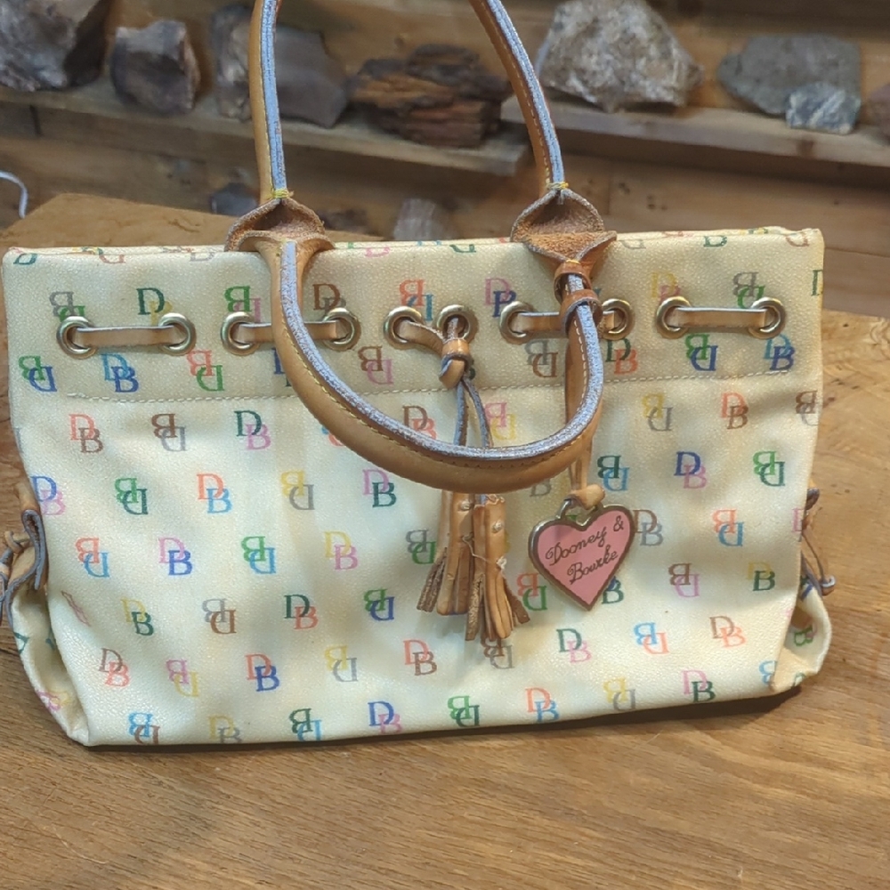 Dooney & Bourke Cream Multicolor Logo Shoulder Bag